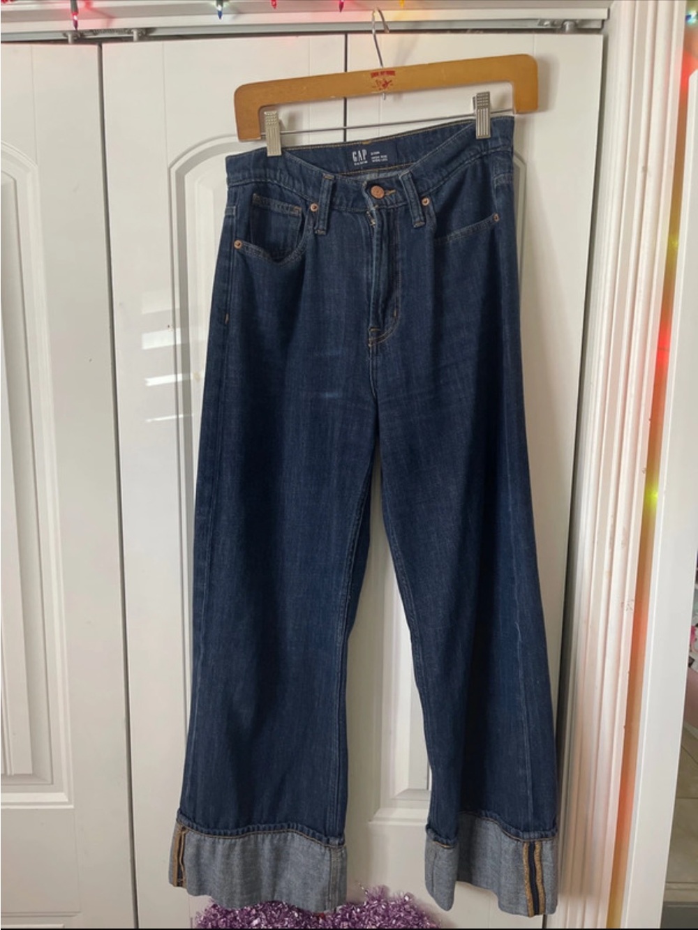 GAP Dark Blue Wide-Leg Jeans with Rolled Hems